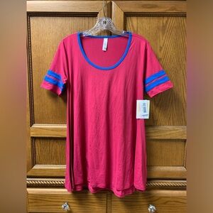LuLaRoe Women’s Red & Blue Perfect T Shirt Tunic Short Sleeve Size XXS